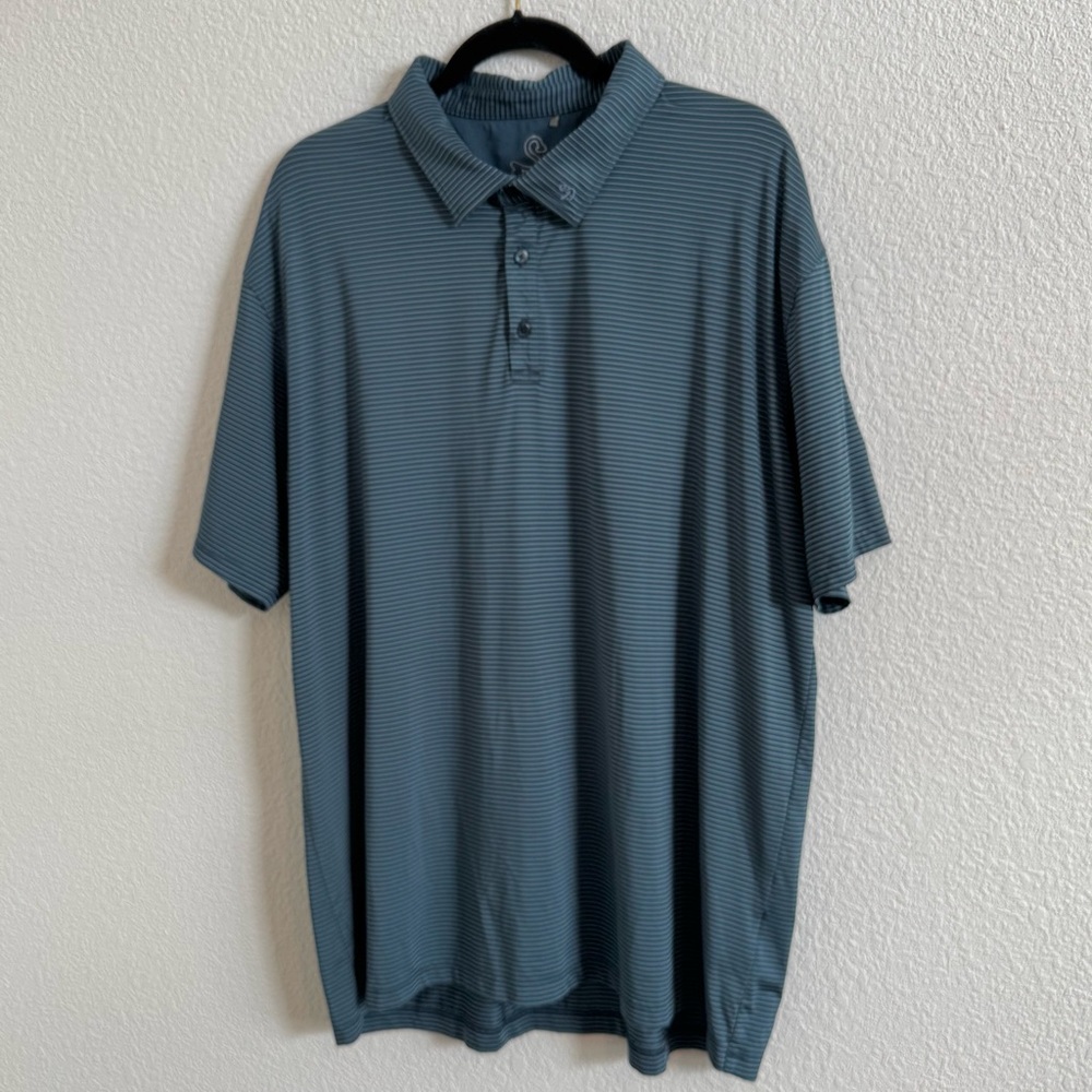 Swannies Golf Polo Mens 2XL Teal‎ Stripe Polo Shirt Genoa Lakes